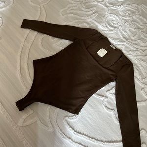 Free People Intimately Womens Brown Long Sleeve Bodysuit Size XS